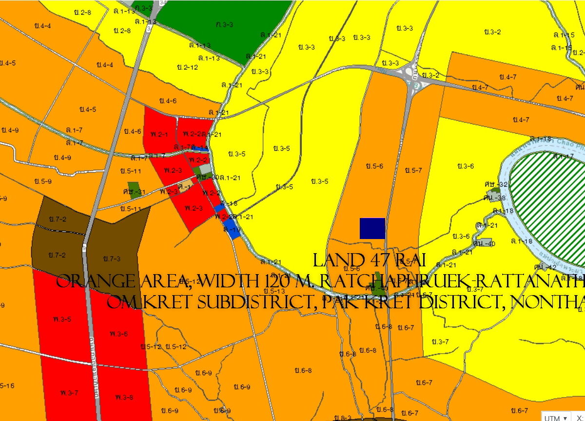 Land for sale 47 rai Orange area, width 120 m. Ratchaphruek-Rattanathibet Road Om Kret Subdistrict, Pak Kret District, Nonthaburi Near HomePro, Robinson, Thai Watsadu, Nonthaburi Wittayalai School Price per rai 72 million Request more information at 094 821 6456 Khun Sri